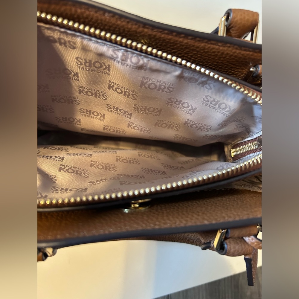 Michael Kors Camille Small Leather Satchel Brown Handbag - Picture 7 of 11